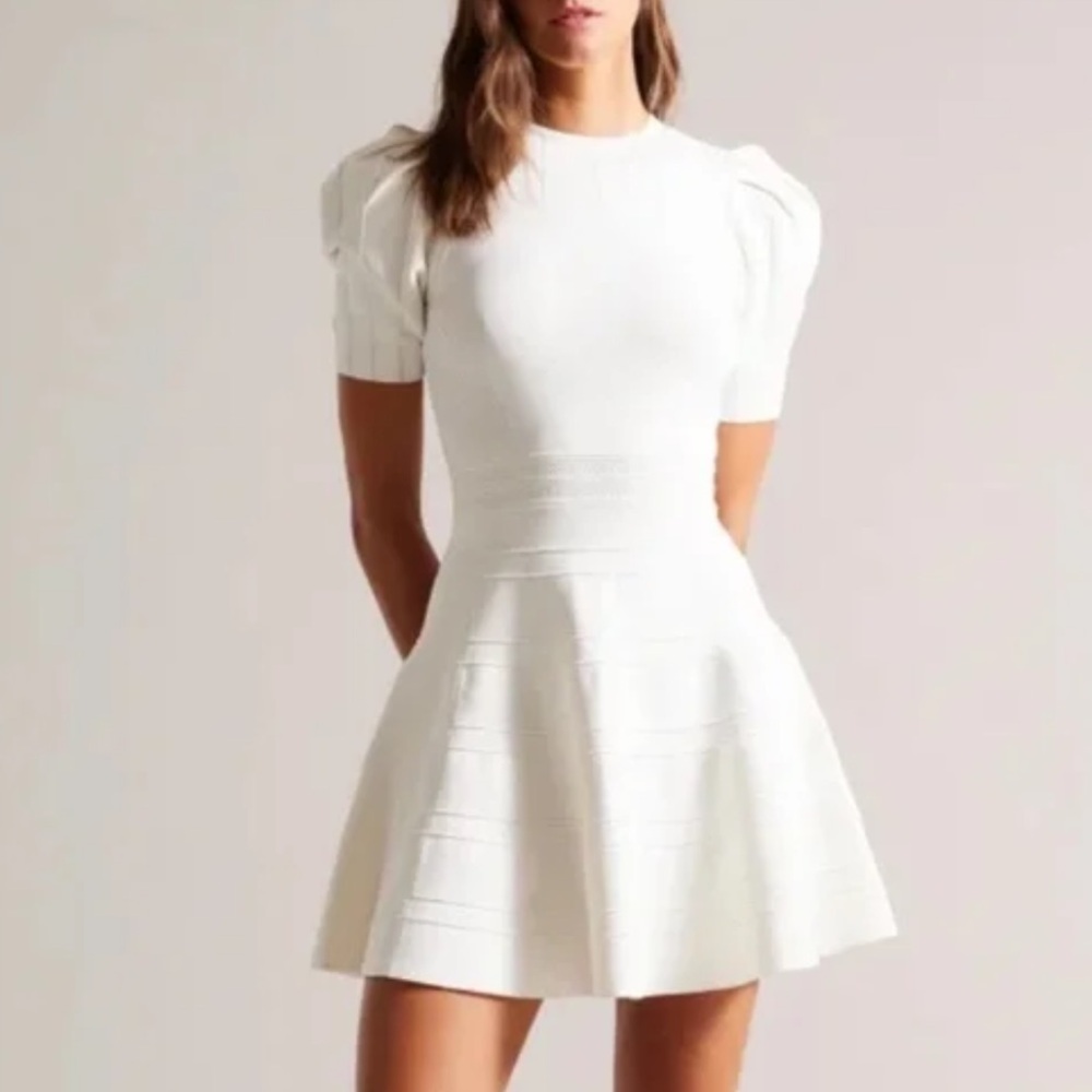 Ted Baker Puffed Sleeve Engineered Skirt Dress US 00